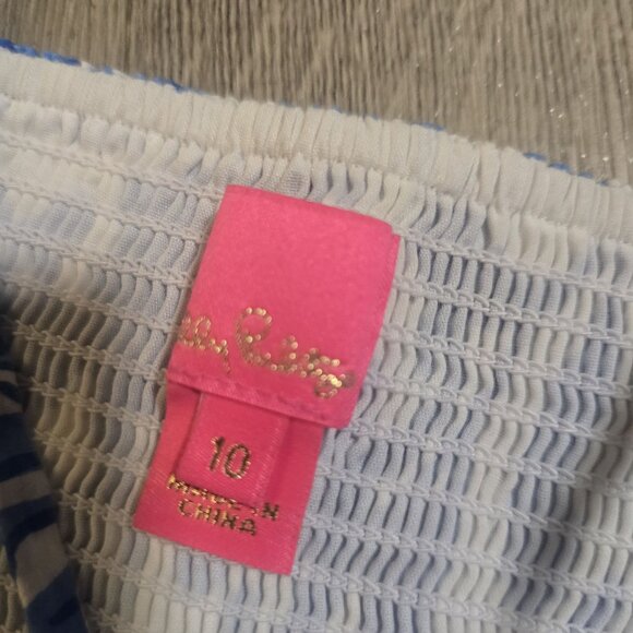 Lilly Pulitzer mini Shelli dress resort white blue glisten in the sun size 10 - Picture 6 of 9